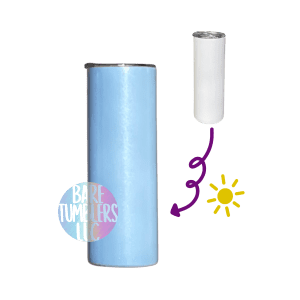 BLUE GLITTER 20 oz Skinny Sublimation Tumbler-TAPERLESS - Bare Tumblers